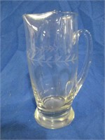 Small clear glass pitcher - band of etching