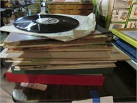 Lrg stack Edison records; JFK/Buddy Holly/78s