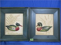 2 framed quilted duck pictures  17 x 19"
