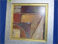 Abstract painting framed and signed - 26 x 26"