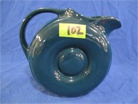 HALL pottery - flat large dark teal green jug