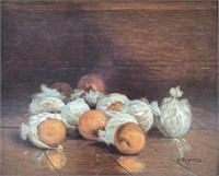 STILL LIFE PAINTING OF ORANGES SIGNED H. RAYMOND