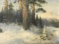UNSIGNED OIL PAINTING OF A MAINE WINTER SCENE