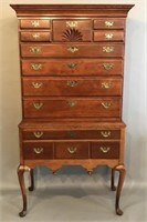 NEW ENGLAND QUEEN ANN CHERRY TWO-PART HIGHBOY