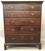 CHIPPENDALE 5-DRAWER TALL CHEST IN WALNUT