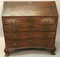 CHIPPENDALE OXBOW FRONT CHERRY SLANT LID DESK