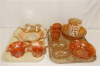 Assortment of Carnival Glass Pieces (Iris, Wheat P
