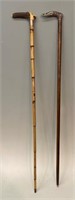 TWO ANTIQUE CANES WITH STERLING MOUNTS