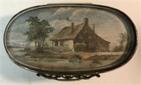 OVAL KEEPSAKE BOX WITH HANDPAINTED LID