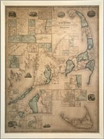 LARGE 1853 WALL MAP OF CAPE COD & THE ISLANDS