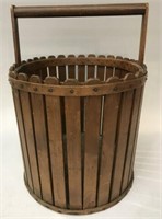 RARE OLD PINE AND OAK SLATTED CARRYING TOTE