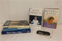 Set of Antique Spectacles and 5 Hardcover Books