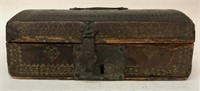 18TH C. LEATHER-COVERED DOMETOP DOCUMENT BOX