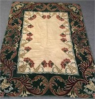 UNUSUALLY LARGE EARLY AMERICAN HOOKED RUG