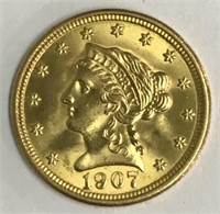 1907 U.S. $2 1/2  LIBERTY HEAD GOLD COIN