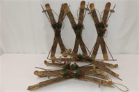 6 Wood Like Ski Christmas Decorations