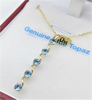 10K Yellow Gold Blue Topaz Pendant with Gold