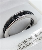 Sterling Silver Black Spinel Infinity Ring