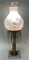 ASTRAL LAMP WITH FROSTED AND ETCHED GLASS GLOBE