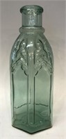 BLOWN MOLDED AQUAMARINE CATHEDRAL PICKLE BOTTLE