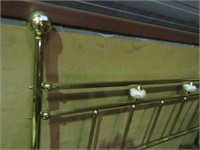 VTG brass toned headboard w/painted finials