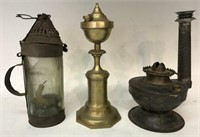LOT OF THREE PIECES OF EARLY LIGHTING