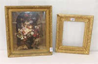 Floral Print in Gold Frame w/Extra Frame