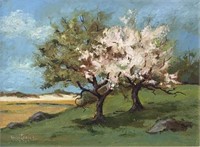 VERNON H. COLEMAN OIL PAINTING OF CHERRY TREES