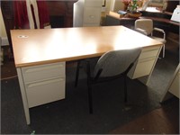 Large Metal Desk and Chair
