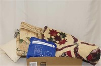 Box of Cotton Throws and Samsonite Luggage Cover