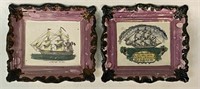 TWO SUNDERLAND PINK LUSTER WALL PLAQUES