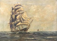 G. VAN ROSEN OIL PAINTING OF A CLIPPER SHIP