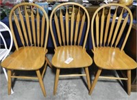 Lot #589 - (3) Contemporary oak dining chair.