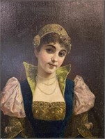 MORITZ STIFTER OIL PAINTING OF A YOUNG WOMAN