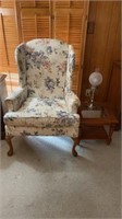 Wing Back Chair, Side Table and Lamp
