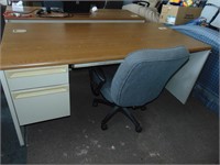 Large Metal Office Desk and Chair