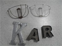 3 LETTER WALL HANGINGS & 2 WALL PLANTERS