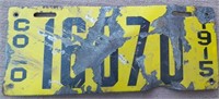 1915 Colorado License Plate