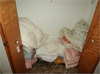 Entire closet full of linens, bed linens,