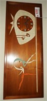 RARE mid-century teak carved and painted wall