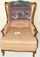 French Provincial upholstered wingback chair
