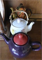 (3) tea pots: Mid-Century floral, Tulip time,