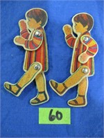 2 jointed flat wooden boy toys 5 1/2" tall
