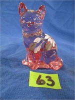 Art glass cat - hand painted and signed