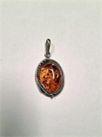 Beautiful Sterling Silver Baltic Amber Pendant