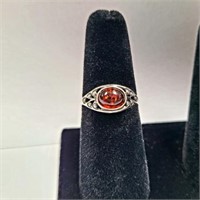 Sterling Silver Filigree Baltic Amber Ring SJC