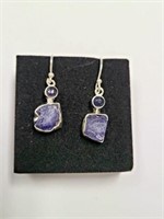 Sterling Silver Tanzanite & Iolite Dangle Earrings