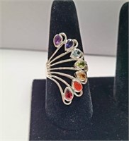 Sterling Silver Chakra Fan Ring SJC