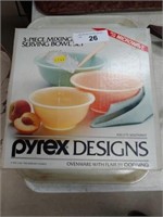 3-Pc Pyrex "Southwest Pattern" Mixing Bowls