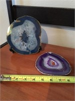 (2) Pieces of Agate - Blue & Purple